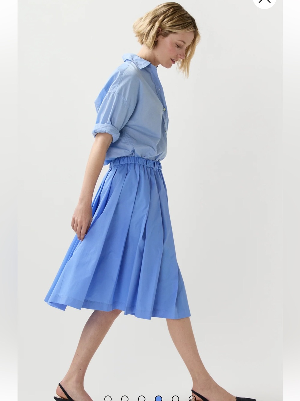 Aspesi Pleated Midi Skirt Sky Blue XL NWT - Picture 7 of 14
